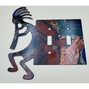 Lazart Kokopelli Reversible Metal Double Light Switch Cover Southwest Fertility